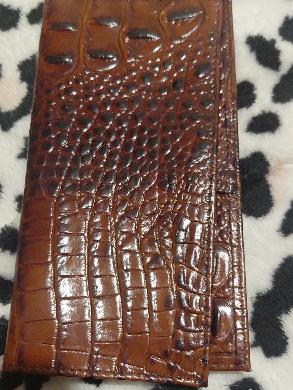 Brown Croc-Embossed Women's Wallet